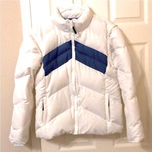 Columbia Down Puffer ski jacket vest ￼Convertible Vest Jacket, White Blue